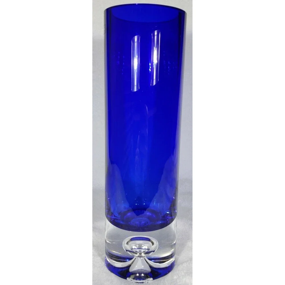 STUNNING Colbalt Blue ~ Beautiful Krosno Vase ~ Poland.  Hand Blown, Bubble!